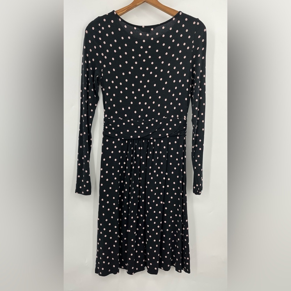 Boden US 6R Abigail Jersey Dress Long Sleeve 0460 Black Milkshake Pink Spot - Picture 10 of 13